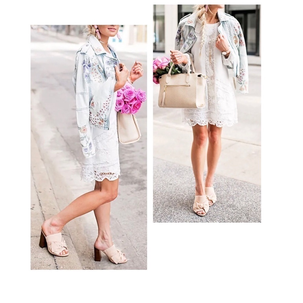 JJ’s Fairyland White Lace Long Sleeve Shift Dress